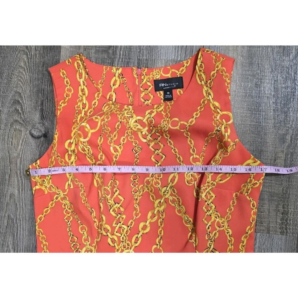 RN Studio Ronni Nicole Sleeveless Fitted Orange Chain Design Women's Dress Sz 10 - Picture 9 of 11